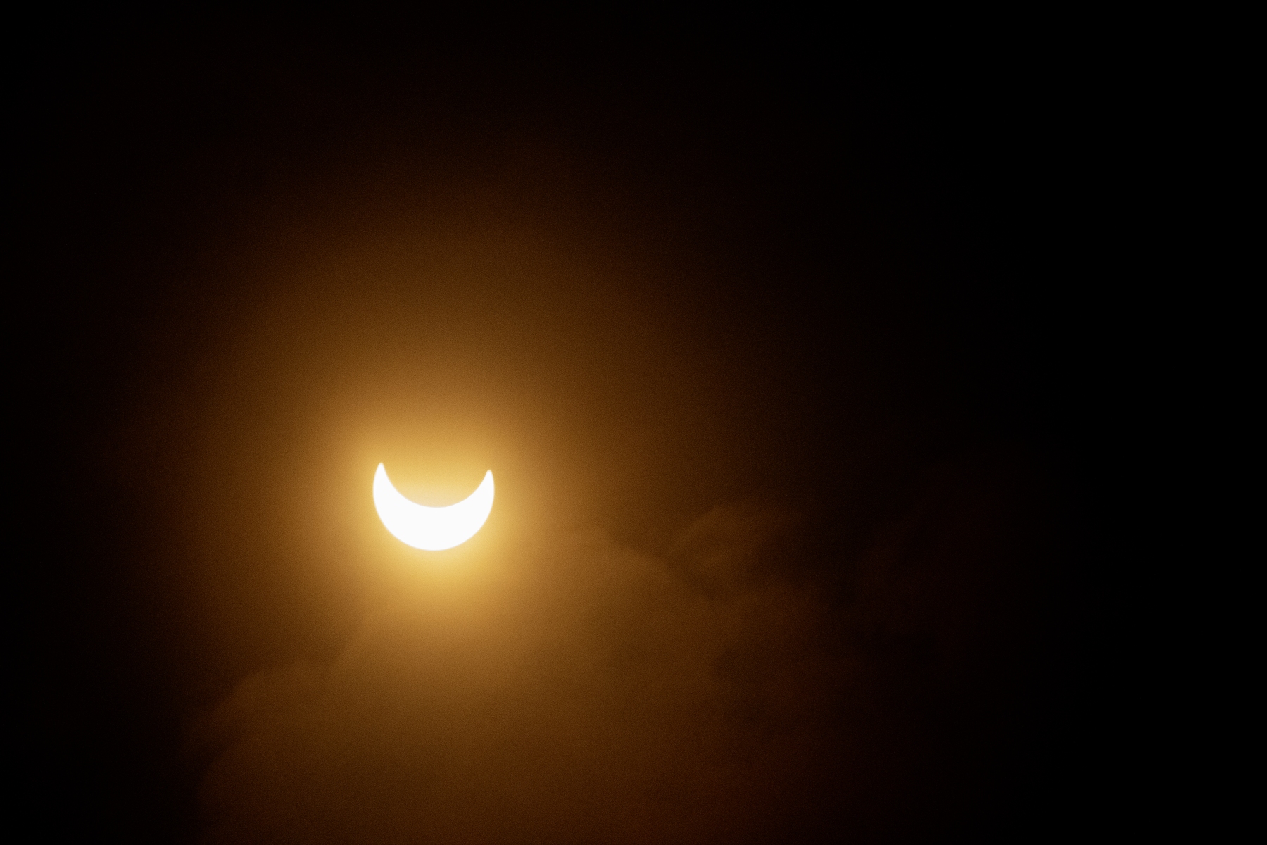 Beginning half of ring of fire eclipse, close up Beginning half of ring of fire eclipse, close up