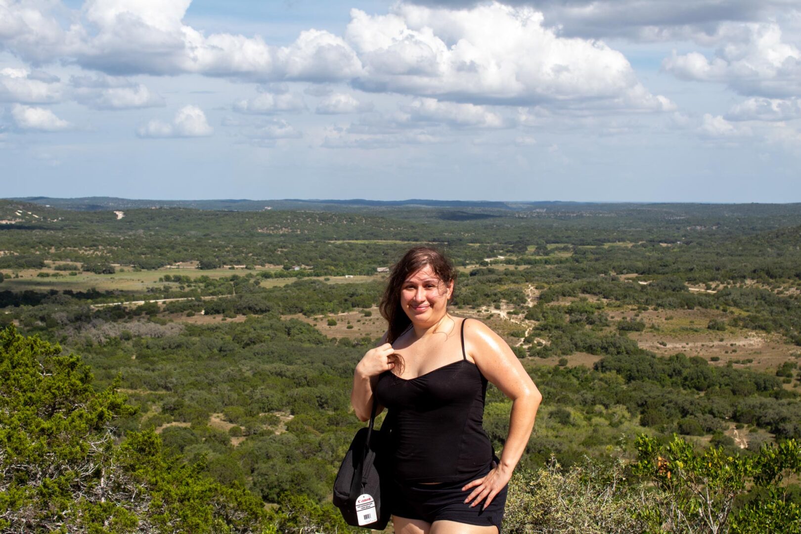 Woman at overlook at hill country state natural area