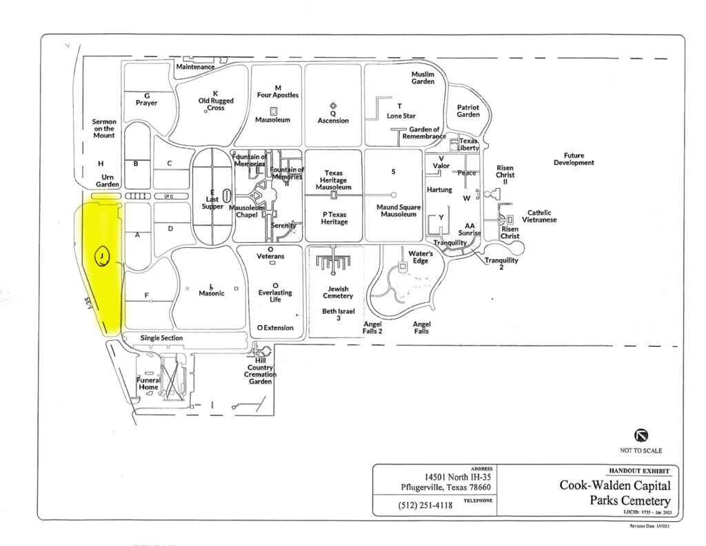 cemetery map showing section J