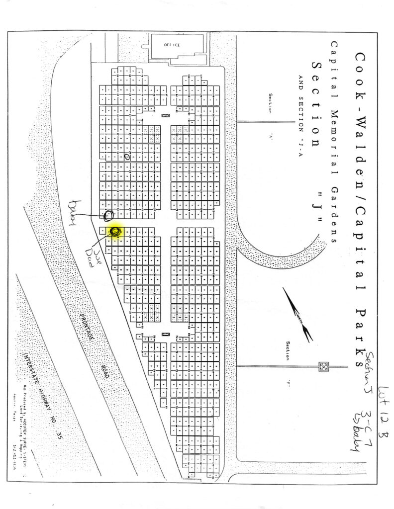 Map showing plot spot within section J
