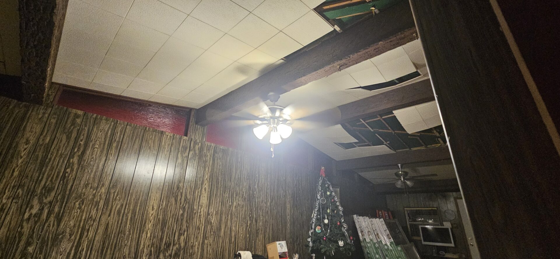 ceiling fan and ceiling repaired